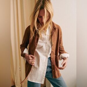 Sezane Will Jacket - Camel Suede, Size Medium